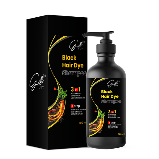 GCUT Original 3 in 1 100% Hair Dye Instant Black Hair Shampoo for Women & Men All Hairs Coverage Organic Shampoo 300ml (Pack Of 1) - Gcut 