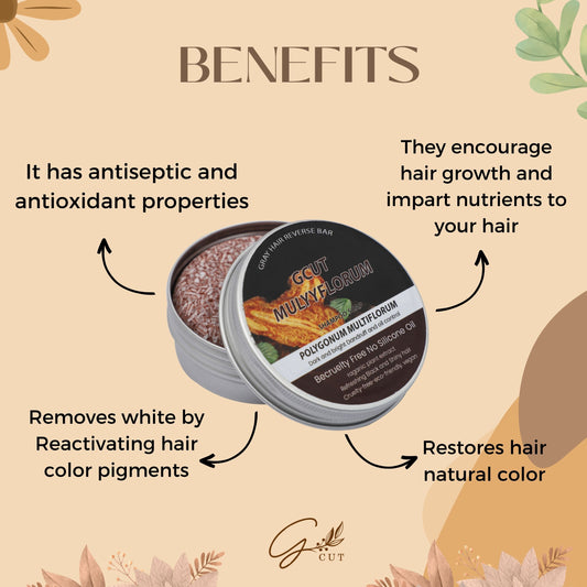 GCUT 100% Organic Natural Hair Nourishing Gray Hair Reverses Polygonum Multiflorum Shampoo Soap Bar (60 GM) (Pack Of 1)