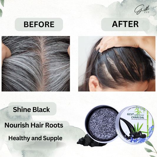 GCUT 100% Hair Nourishing Reverse Black Charcoal Shampoo bar Soap For Restore Natural Hair Color (60GM) (1) (Pack Of 1)