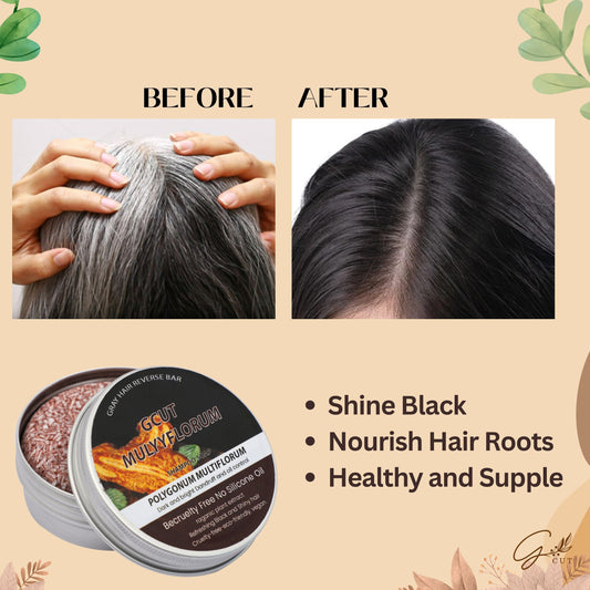 GCUT 100% Organic Natural Hair Nourishing Gray Hair Reverses Polygonum Multiflorum Shampoo Soap Bar (60 GM) (Pack Of 2)